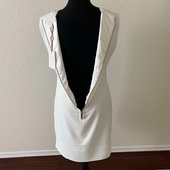 NWT Ted Baker Jamina Blue Beauty V Neck Slim Fit Tunic Dress Floral S-z 1, US-4 - Picture 4 of 16